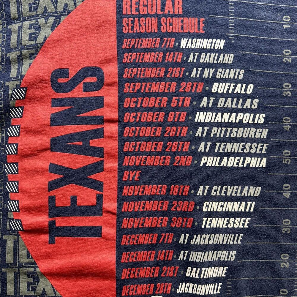 Houston Texans Shirt Mens Medium Blue NFL Football‎ 2014 Schedule Tee Majestic - Picture 10 of 11
